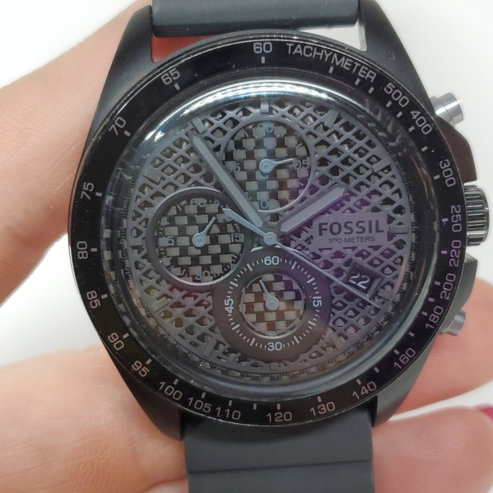 Fossil Watch CH3080 Black Silicone Wristband Chronograph 10 ATM EUC